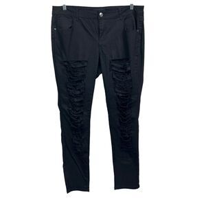 Ashley Stewart Womens‎ Jeans Skinny  Stretch Distressed Raw Pockets Black Sz 16